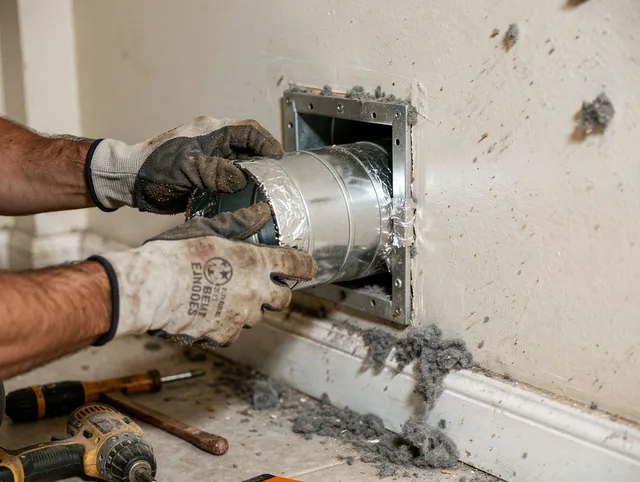 Professional dryer vent repair and installation by Woodcrest Dryer Vent Cleaning in Woodcrest